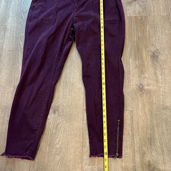Lane Bryant Women's Plum Tapered jeans Size 16 Raw Hem Zip Ankle High Rise pants - Picture 11 of 14
